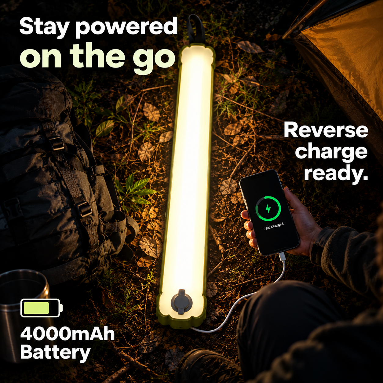 Inflatable Solar Camping Lantern Rechargeable LED Light with Power Bank & Magnetic Mount - Image 3