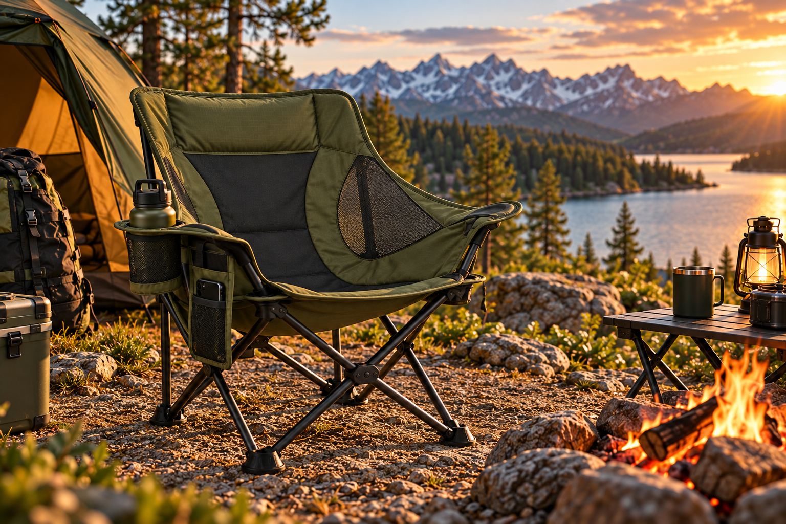 Premium Folding Camping Chair with Cup Holder & Carry Bag - Image 3