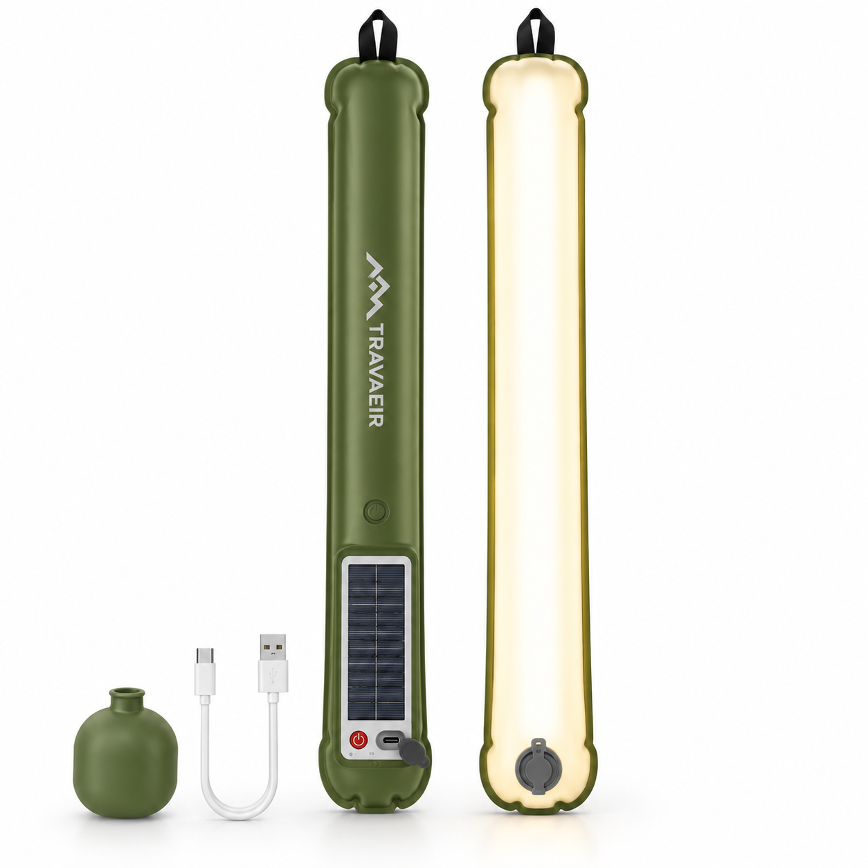 Inflatable Solar Camping Lantern Rechargeable LED Light with Power Bank & Magnetic Mount