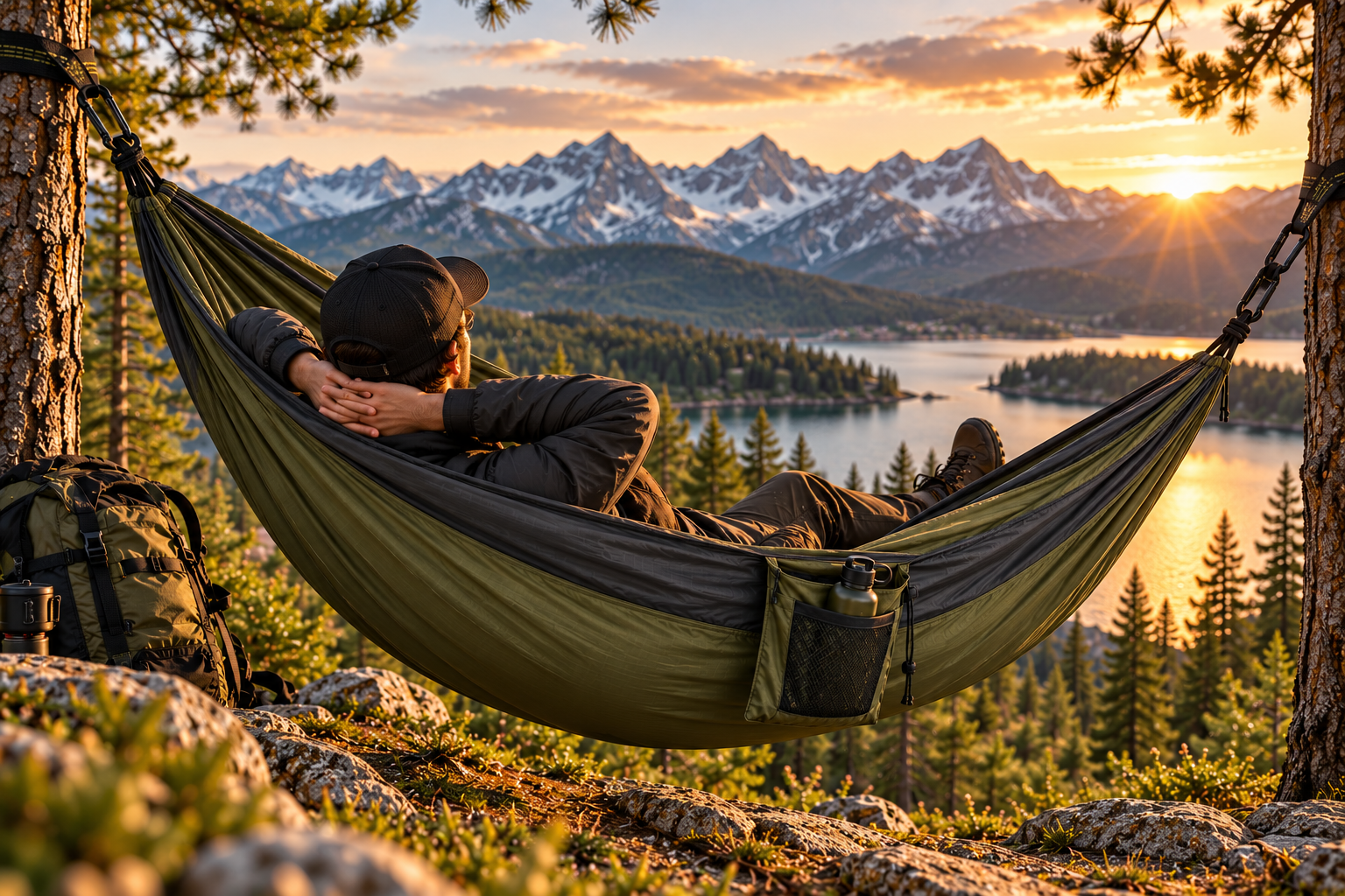 Lightweight Camping Hammock with Tree Straps - Image 3