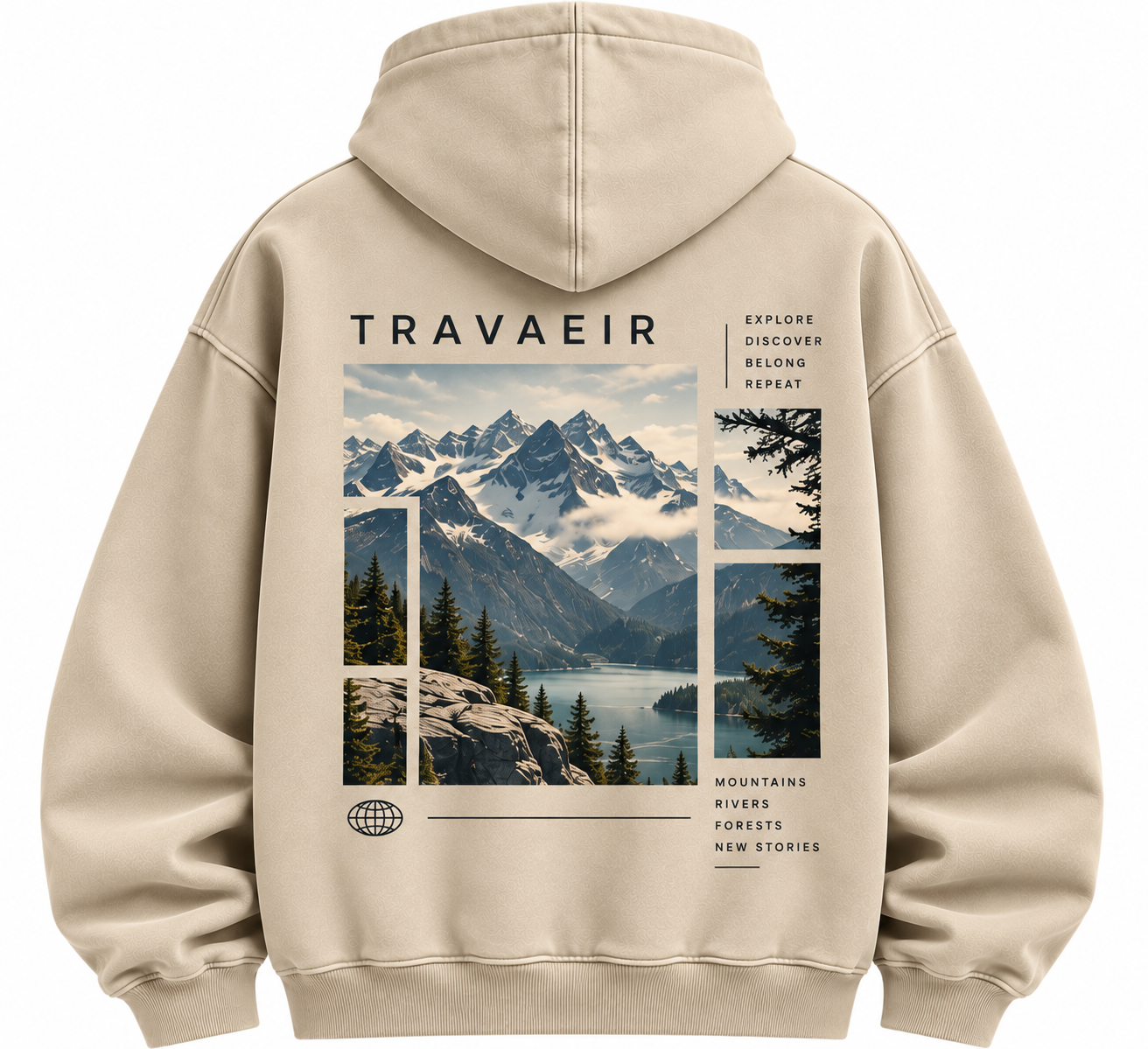 Unisex Alpine Escape Oversized Travel Hoodie - Image 2