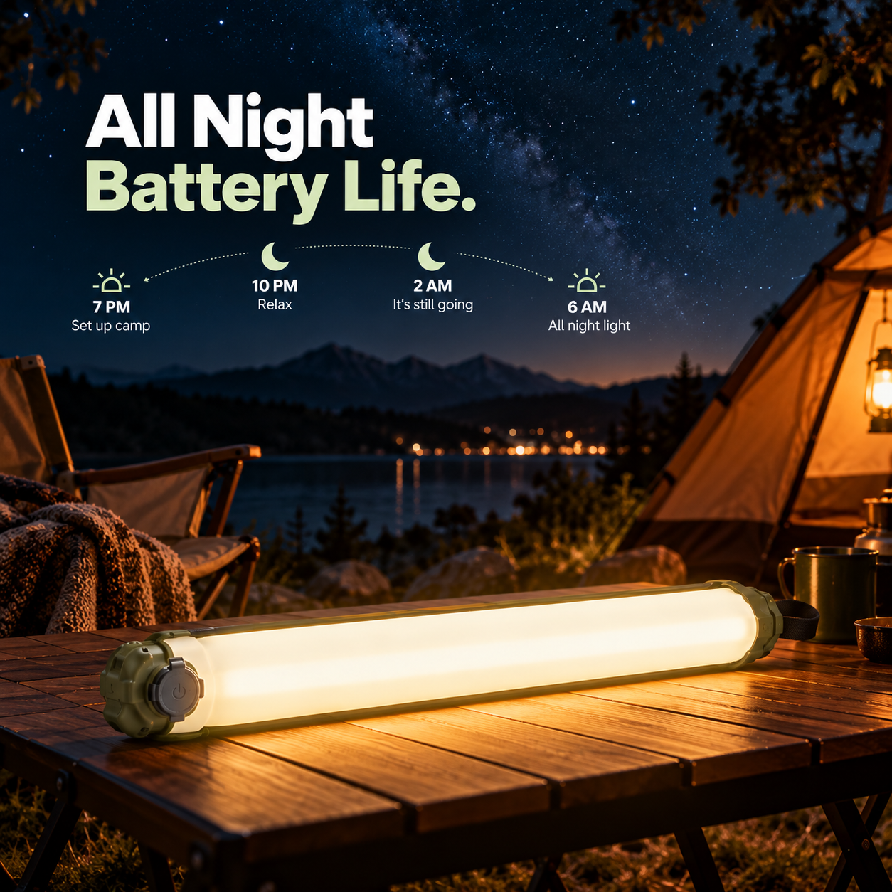 Inflatable Solar Camping Lantern Rechargeable LED Light with Power Bank & Magnetic Mount - Image 2